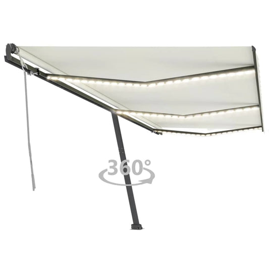 Berkfield Manual Retractable Awning with LED 600x300 cm Cream