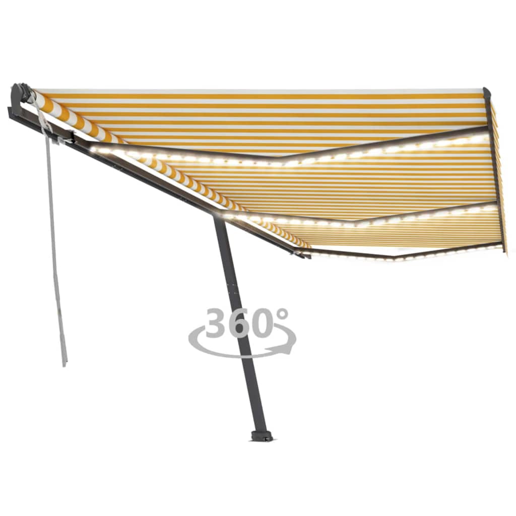 Berkfield Manual Retractable Awning with LED 600x300 cm Yellow and White
