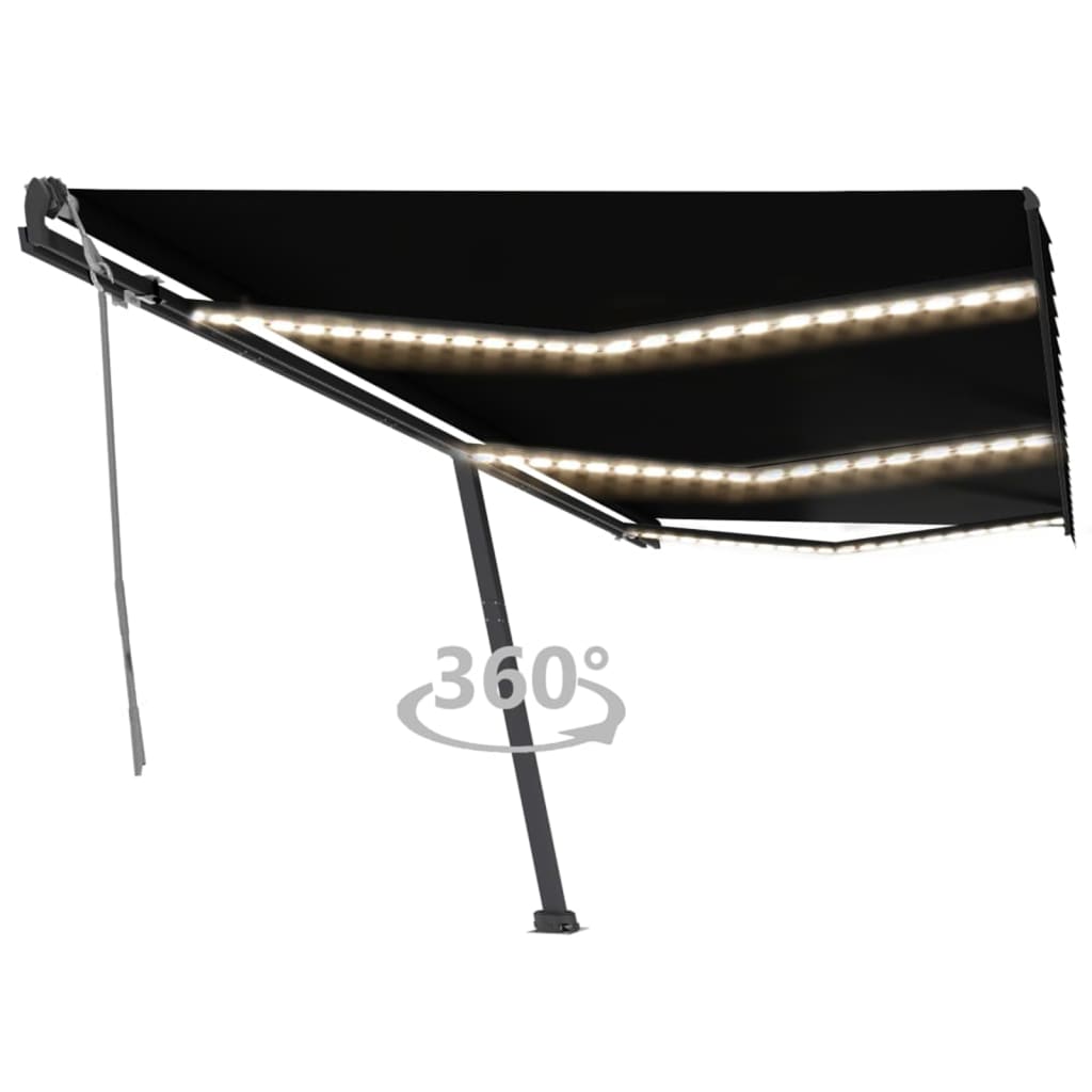 Berkfield Manual Retractable Awning with LED 600x300 cm Anthracite