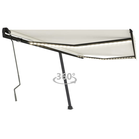 Berkfield Manual Retractable Awning with LED 400x350 cm Cream