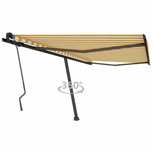 Berkfield Freestanding Manual Retractable Awning 450x350 cm Yellow/White