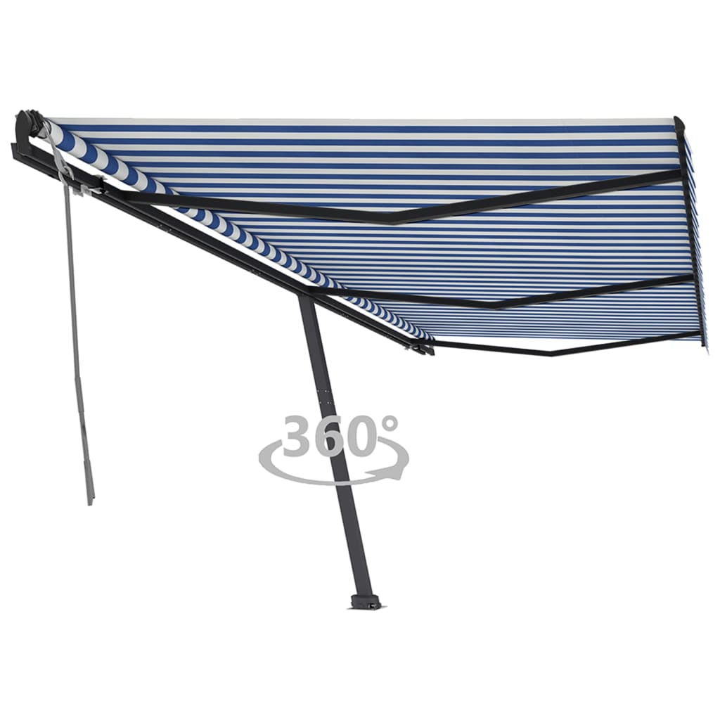 Berkfield Freestanding Manual Retractable Awning 600x350 cm Blue/White