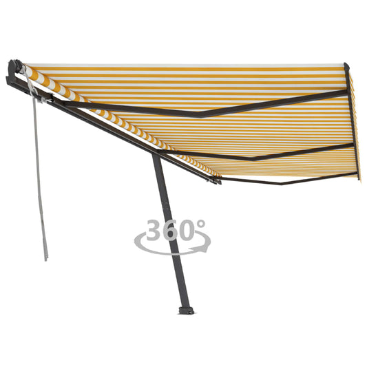 Berkfield Freestanding Manual Retractable Awning 600x350 cm Yellow/White