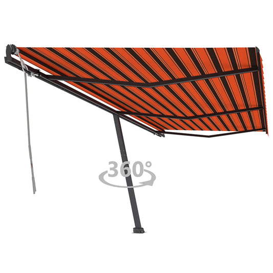 Berkfield Freestanding Manual Retractable Awning 600x350 cm Orange/Brown