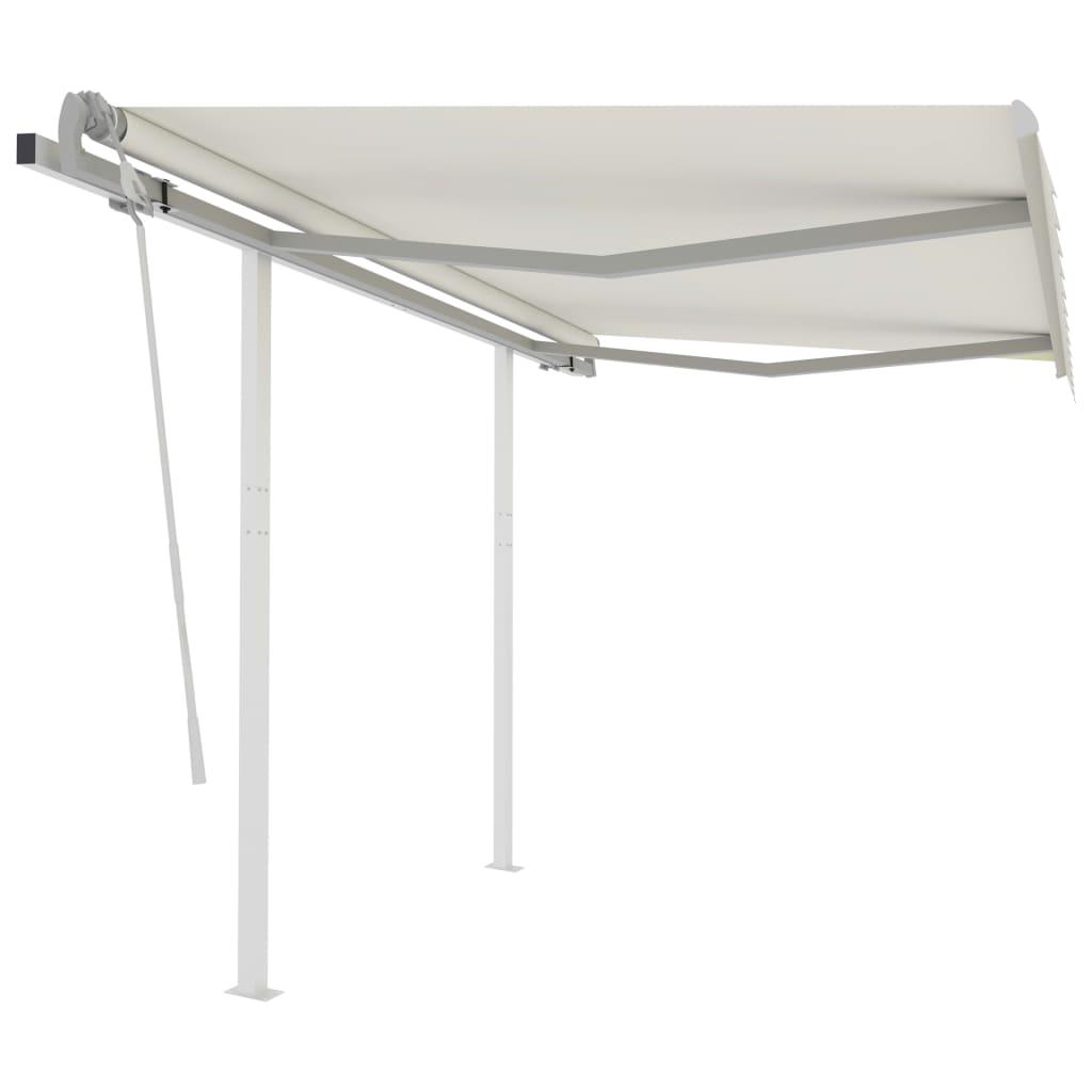 Berkfield Manual Retractable Awning with Posts 3.5x2.5 m Cream