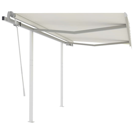Berkfield Manual Retractable Awning with Posts 3.5x2.5 m Cream