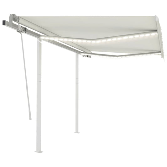 Berkfield Manual Retractable Awning with LED 3.5x2.5 m Cream