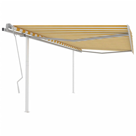 Berkfield Manual Retractable Awning with Posts 4x3 m Yellow and White