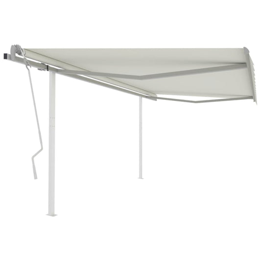 Berkfield Manual Retractable Awning with Posts 4.5x3 m Cream