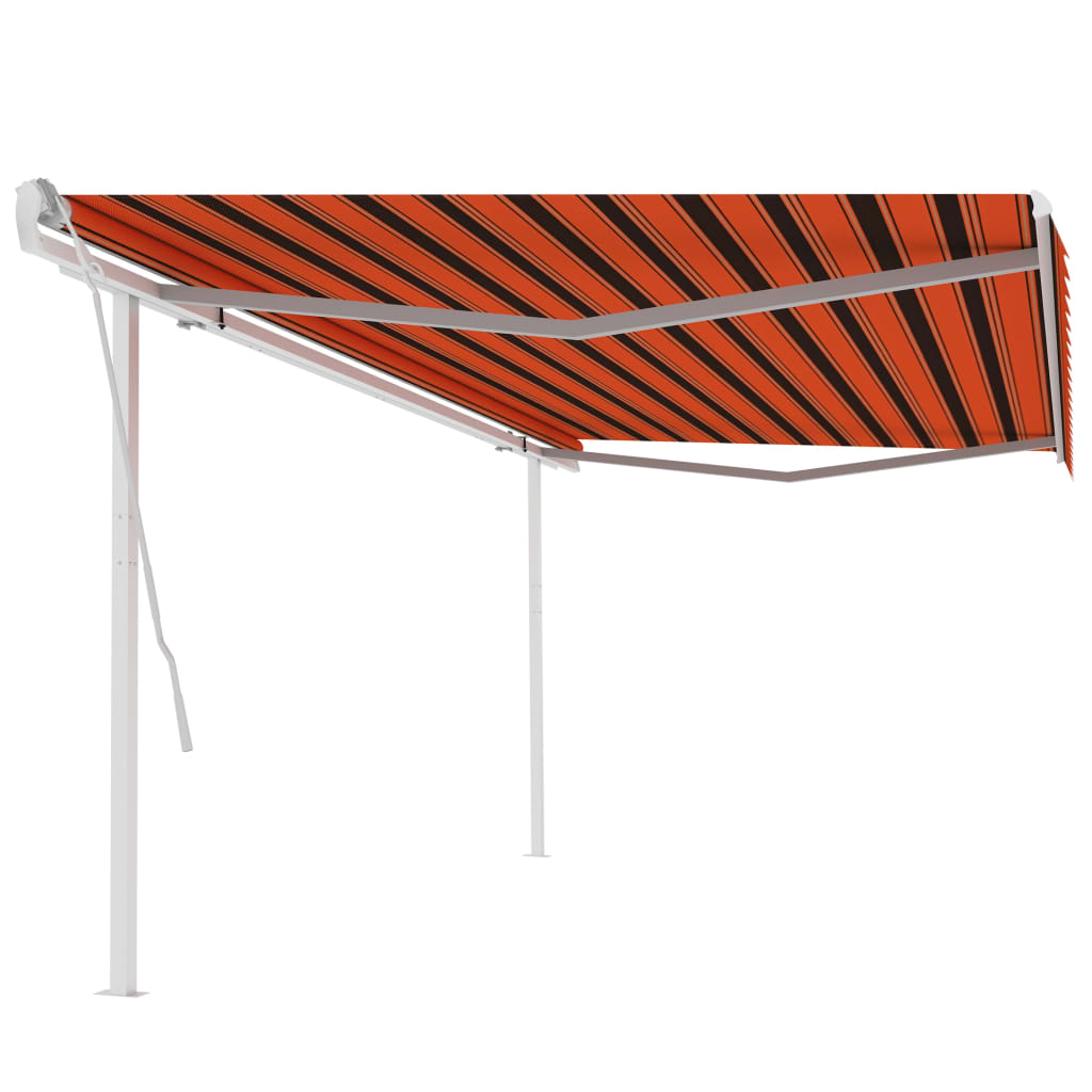Berkfield Manual Retractable Awning with Posts 5x3 m Orange and Brown