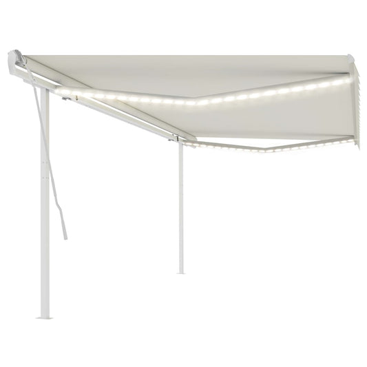 Berkfield Manual Retractable Awning with LED 5x3 m Cream
