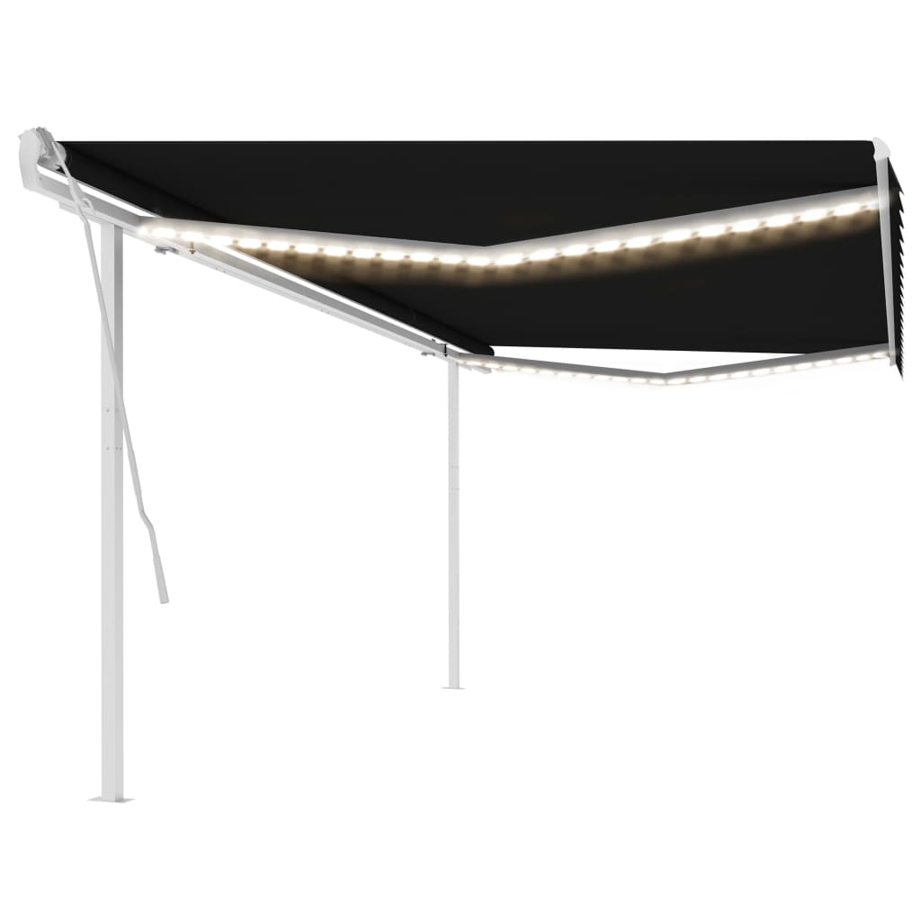 Berkfield Manual Retractable Awning with LED 5x3 m Anthracite