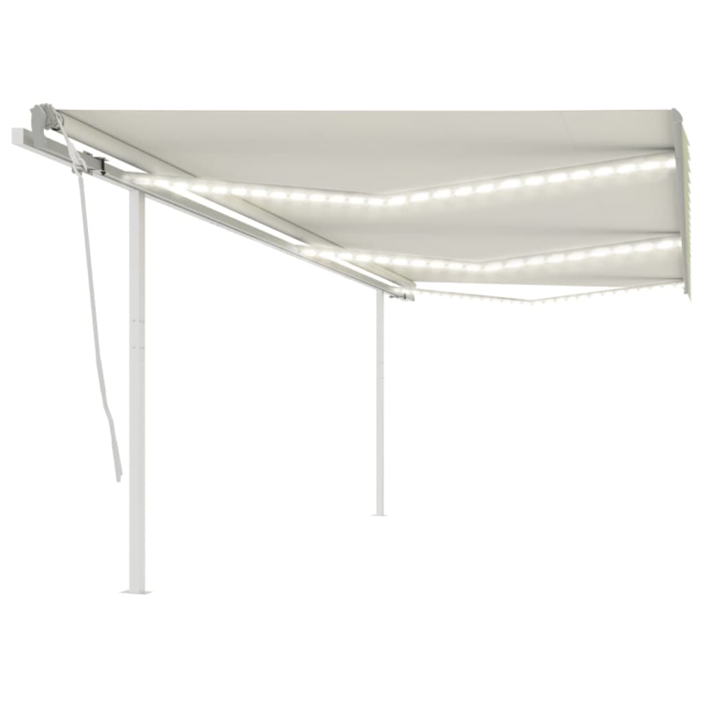 Berkfield Manual Retractable Awning with LED 6x3 m Cream