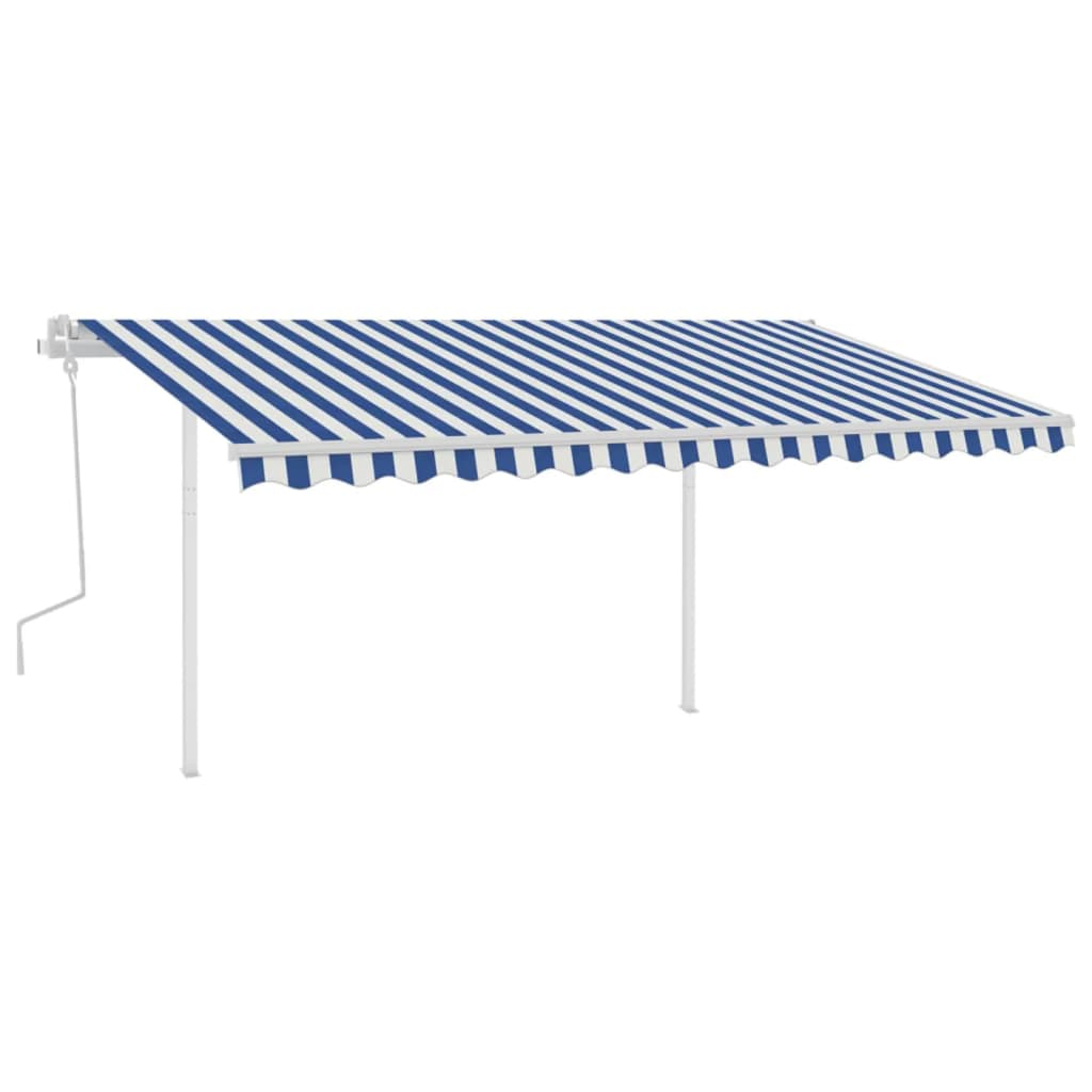 Berkfield Manual Retractable Awning with Posts 4x3.5 m Blue and White