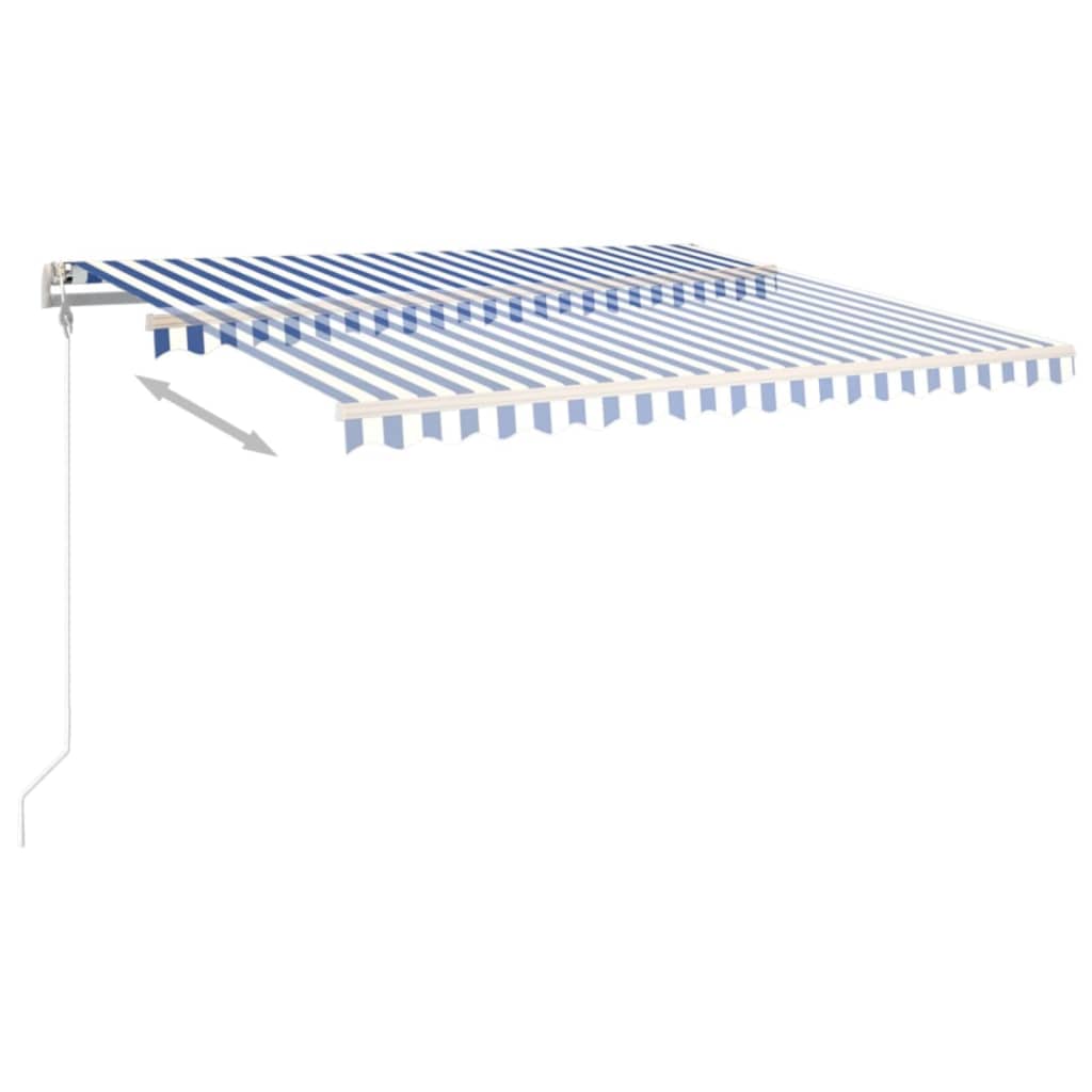 Berkfield Manual Retractable Awning with Posts 4x3.5 m Blue and White