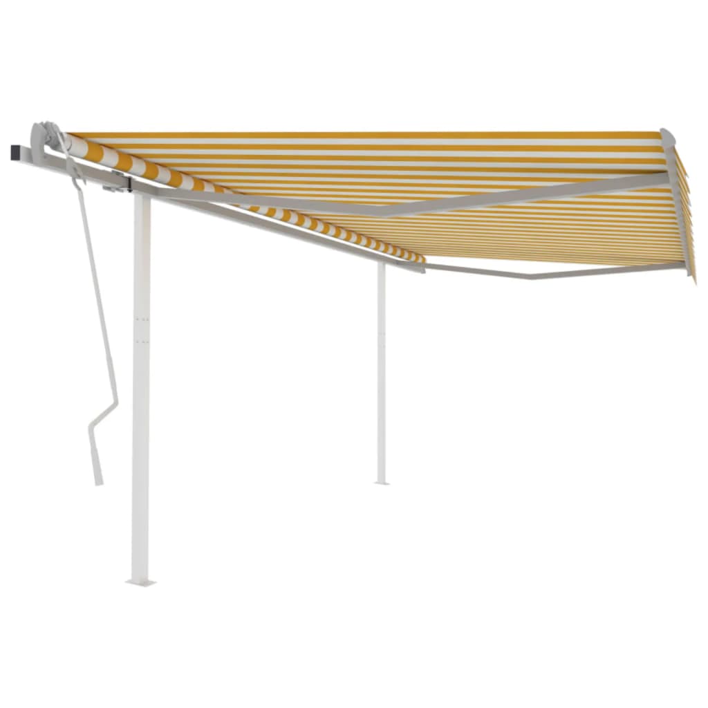 Berkfield Manual Retractable Awning with Posts 4x3.5 m Yellow and White
