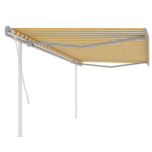 Berkfield Manual Retractable Awning with Posts 5x3.5 m Yellow and White