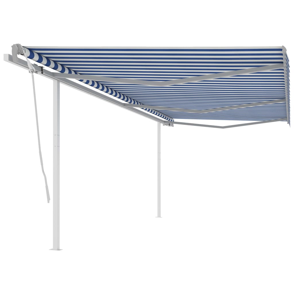 Berkfield Manual Retractable Awning with Posts 6x3.5 m Blue and White