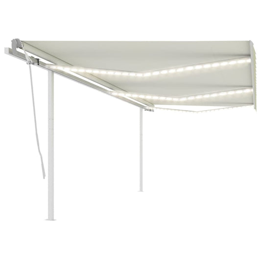 Berkfield Manual Retractable Awning with LED 6x3.5 m Cream