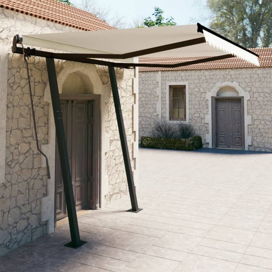 Berkfield Manual Retractable Awning with Posts 3x2.5 m Cream