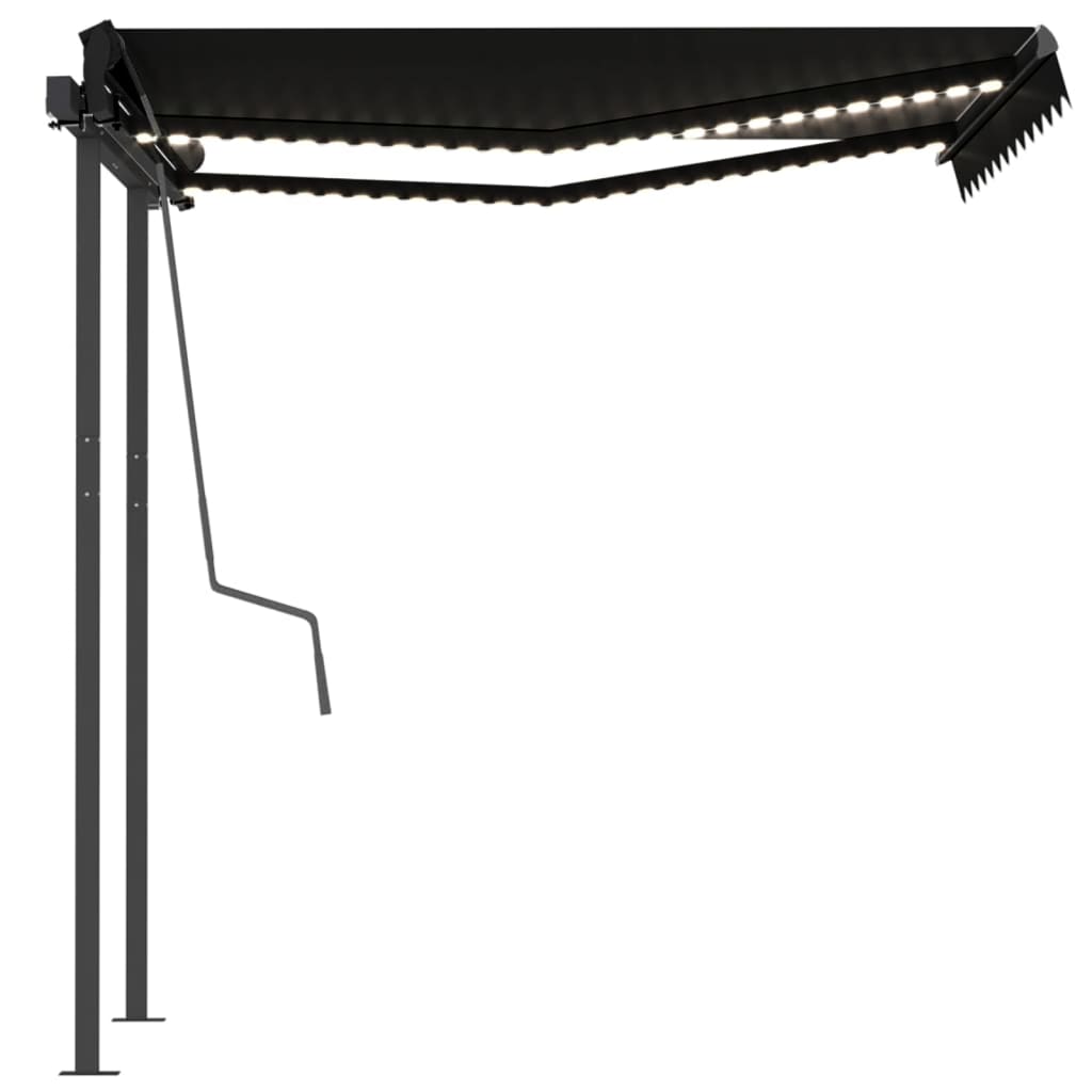 Berkfield Manual Retractable Awning with LED 3.5x2.5 m Anthracite