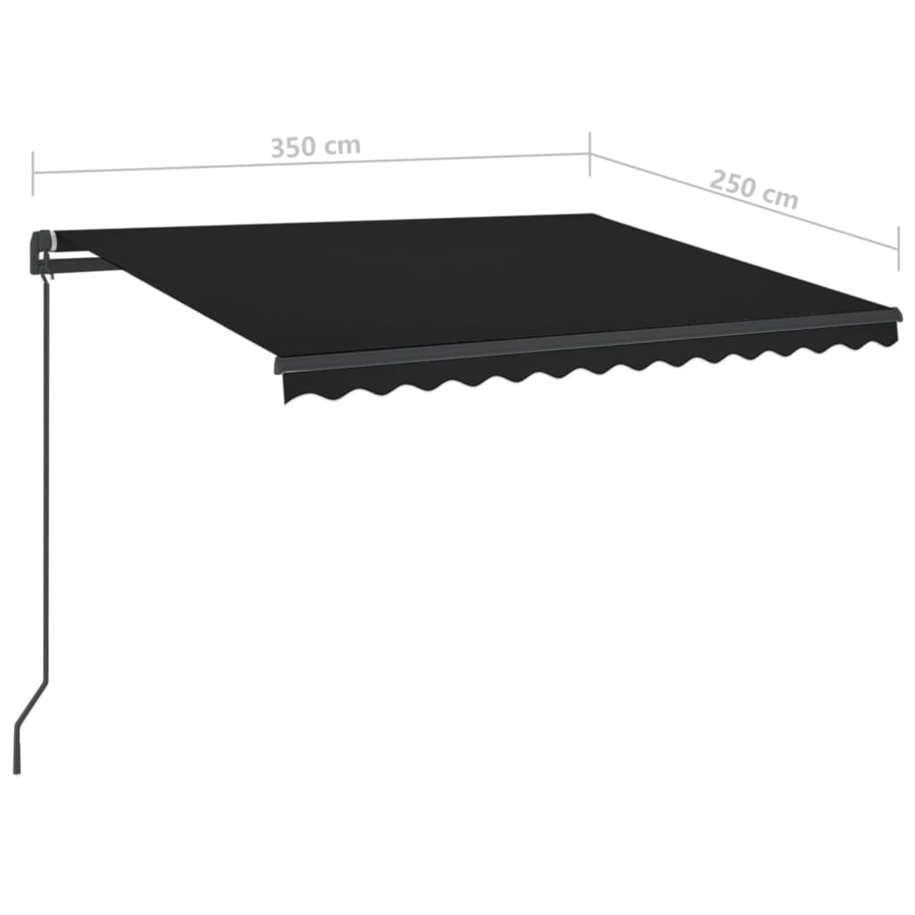 Berkfield Manual Retractable Awning with LED 3.5x2.5 m Anthracite