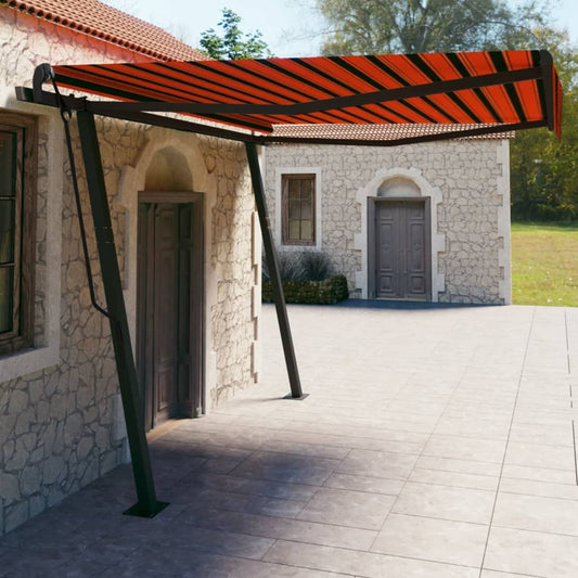 Berkfield Manual Retractable Awning with Posts 4x3 m Orange and Brown