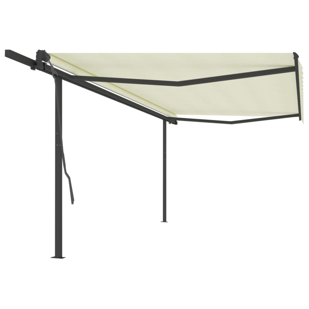 Berkfield Manual Retractable Awning with Posts 5x3 m Cream