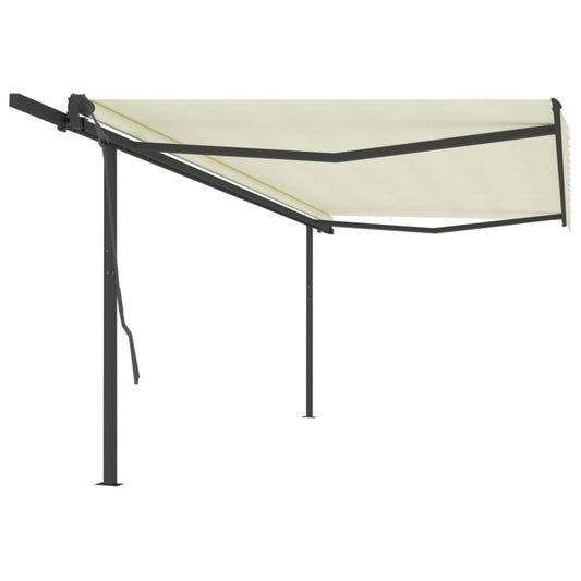 Berkfield Manual Retractable Awning with Posts 5x3 m Cream