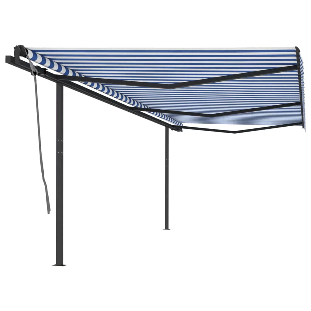 Berkfield Manual Retractable Awning with Posts 6x3 m Blue and White