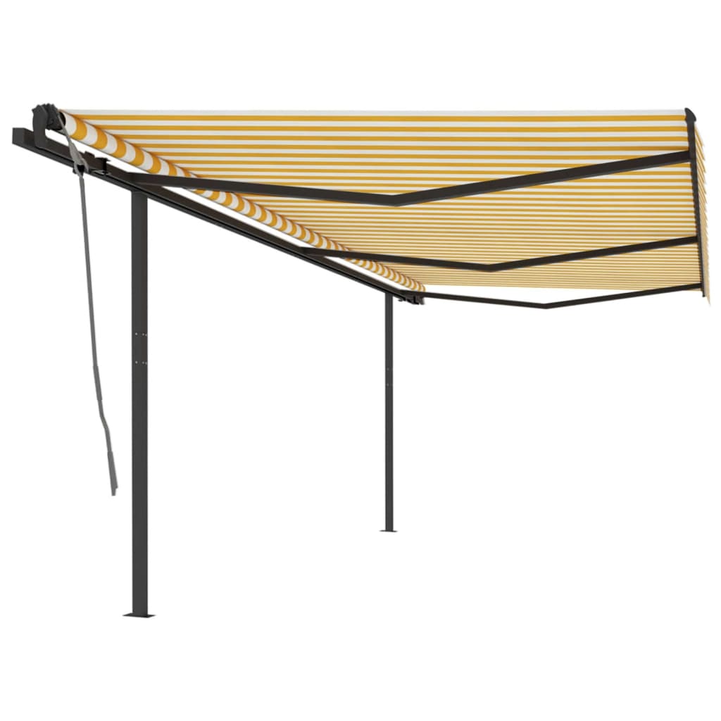 Berkfield Manual Retractable Awning with Posts 6x3 m Yellow and White