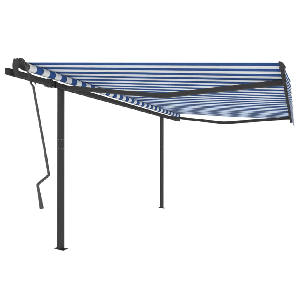 Berkfield Manual Retractable Awning with Posts 4x3.5 m Blue and White