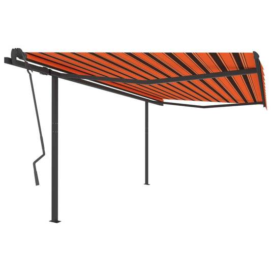 Berkfield Manual Retractable Awning with Posts 4x3.5 m Orange and Brown