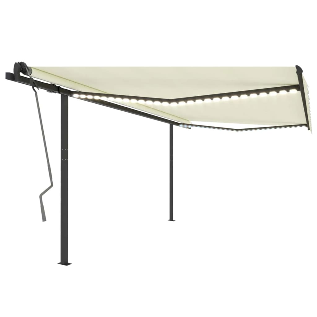 Berkfield Manual Retractable Awning with LED 4x3.5 m Cream