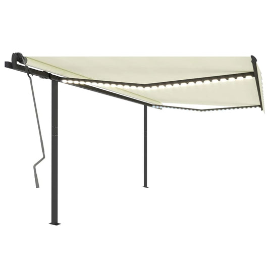Berkfield Manual Retractable Awning with LED 4x3.5 m Cream