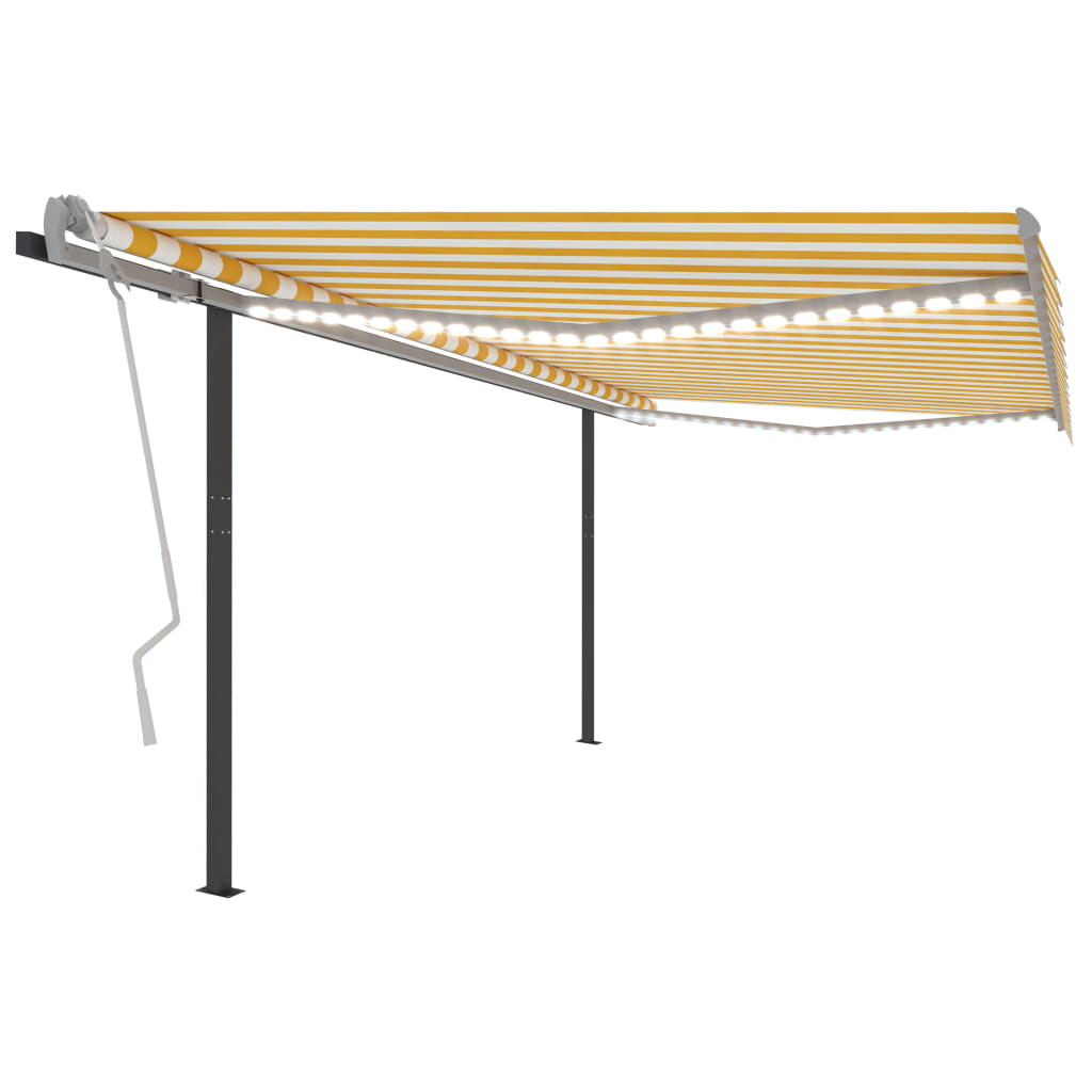 Berkfield Manual Retractable Awning with LED 4x3.5 m Yellow and White