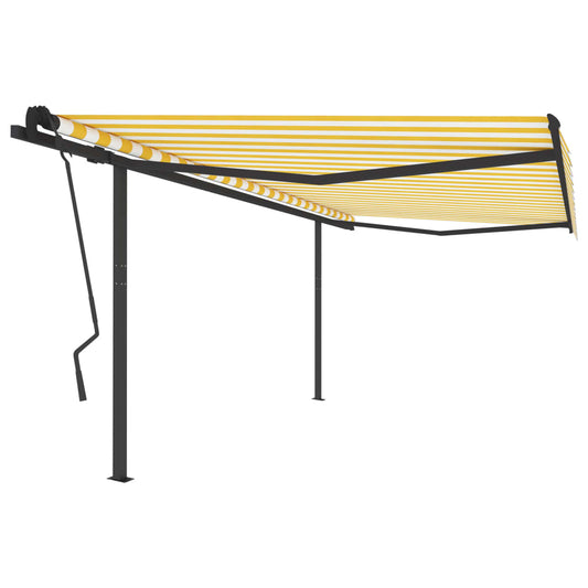 Berkfield Manual Retractable Awning with Posts 4.5x3.5 m Yellow & White