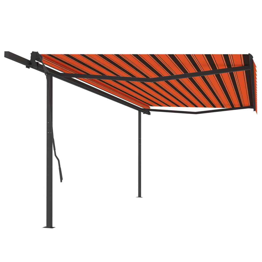 Berkfield Manual Retractable Awning with Posts 5x3.5 m Orange and Brown