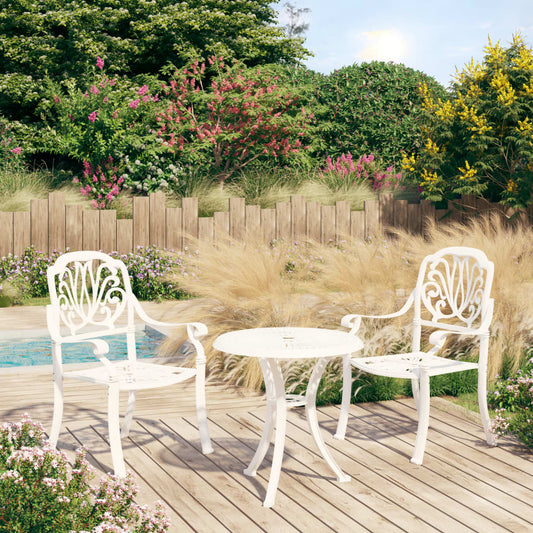 Berkfield 3 Piece Bistro Set Cast Aluminium White