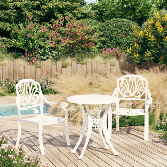 Berkfield 3 Piece Bistro Set Cast Aluminium White