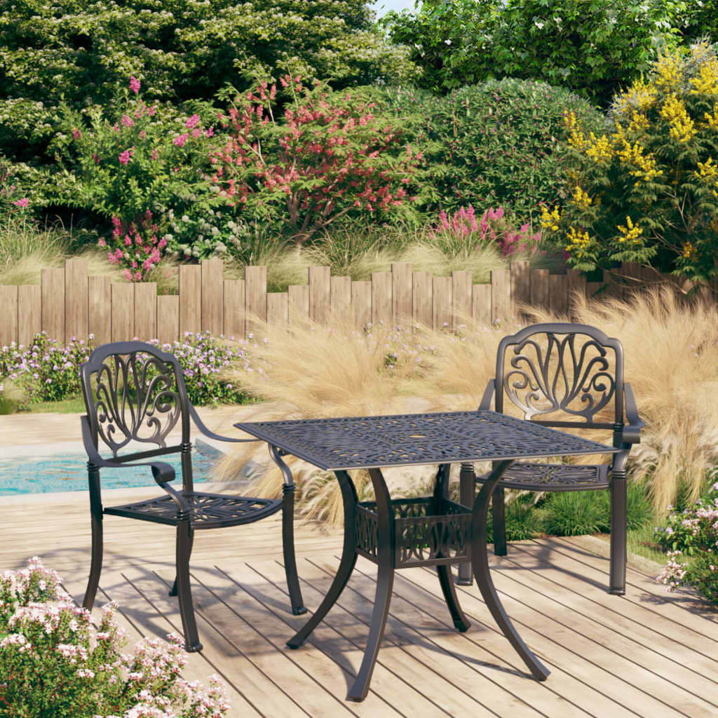 Berkfield 3 Piece Bistro Set Cast Aluminium Black