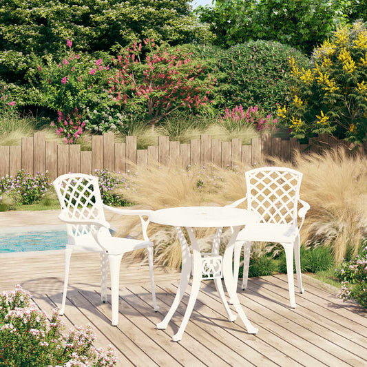 Berkfield 3 Piece Bistro Set Cast Aluminium White
