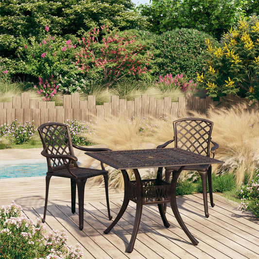 Berkfield 3 Piece Bistro Set Cast Aluminium Bronze