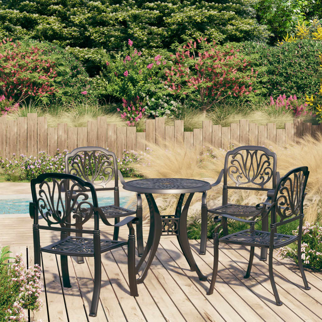 Berkfield 5 Piece Bistro Set Cast Aluminium Black