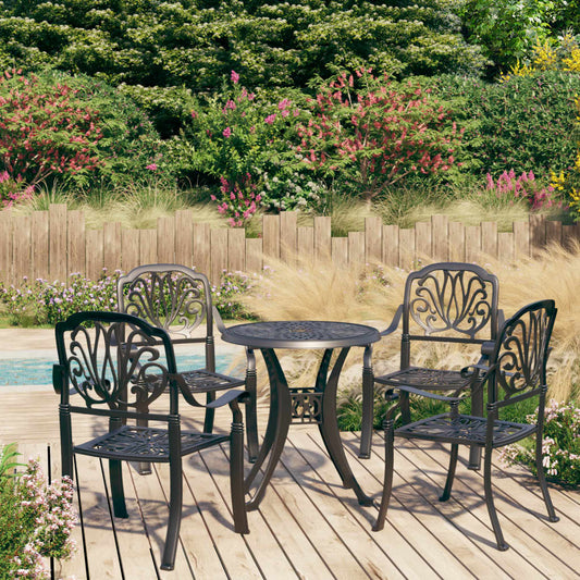 Berkfield 5 Piece Bistro Set Cast Aluminium Black