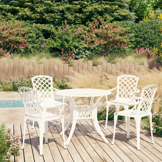Berkfield 5 Piece Bistro Set Cast Aluminium White