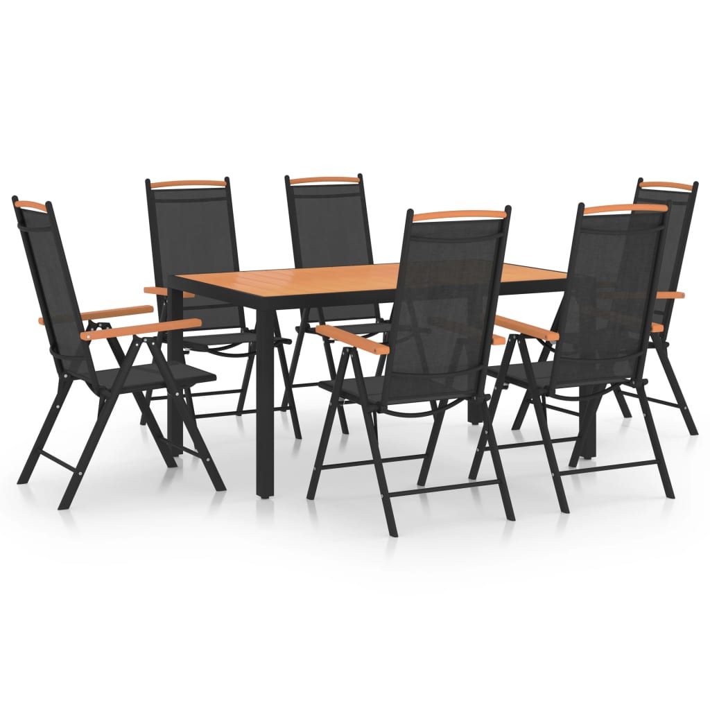 Berkfield 7 Piece Garden Dining Set Aluminium Black