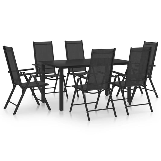 Berkfield 7 Piece Garden Dining Set Aluminium Black
