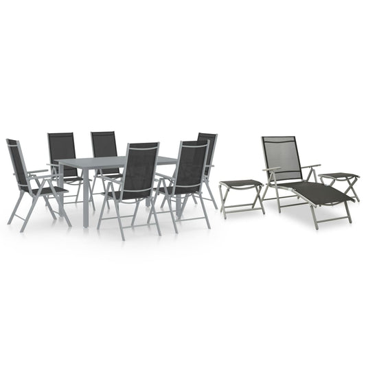 Berkfield 10 Piece Garden Dining Set Black and Silver
