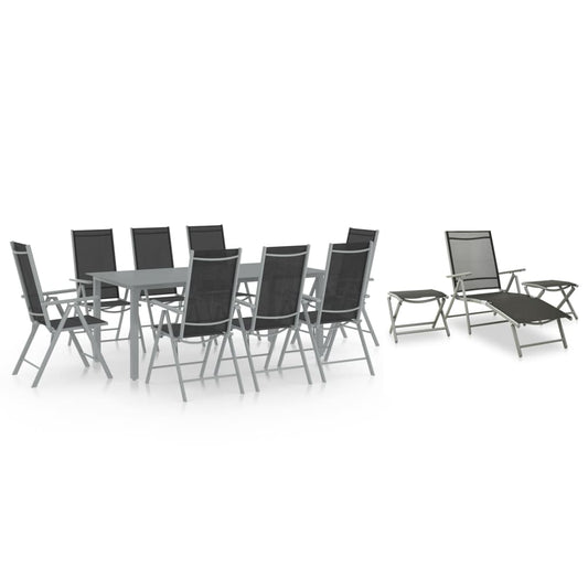 Berkfield 12 Piece Garden Dining Set Black and Silver